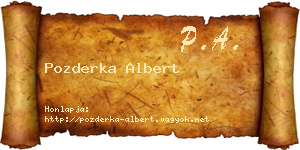Pozderka Albert névjegykártya